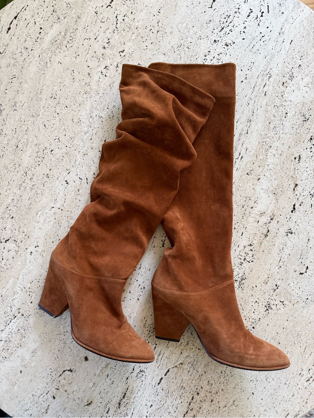 Stuart Weitzman Tan Suede Slouchy Knee High Boots size 9